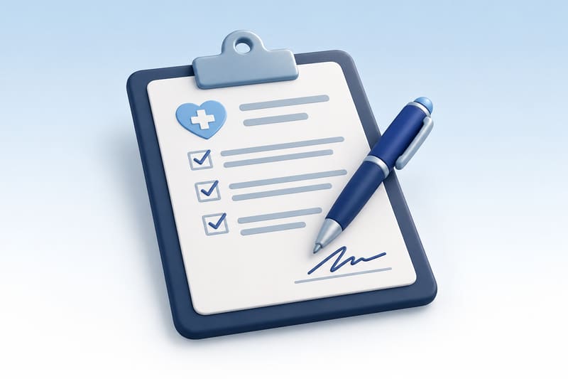 Illustration of a consent checklist and a pen