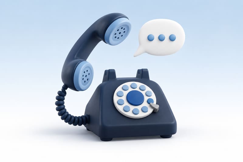 Illustration of a telephone and a speech bubble