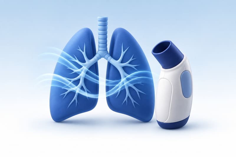 Illustration of lungs beside a handheld device