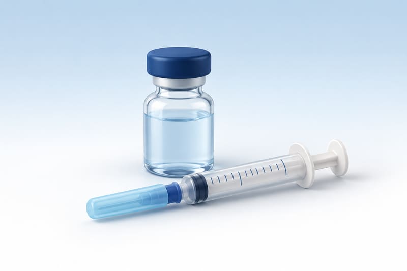 Illustration of a vaccine vial and syringe